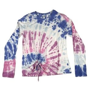 Y2K Self Esteem Psychedelic Long Sleeve‎ Tee Tie Dye Women's Size Large NEW